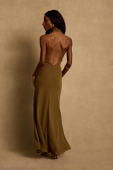 Zela Olive Cowl Maxi Dress